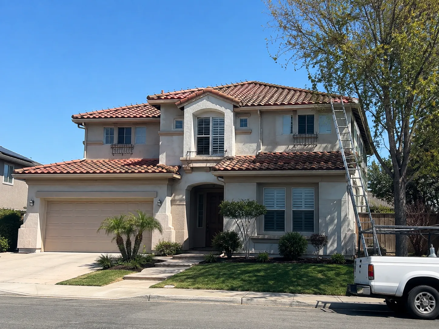 Finished clay tile roof on a home, street view — Surrey, BC