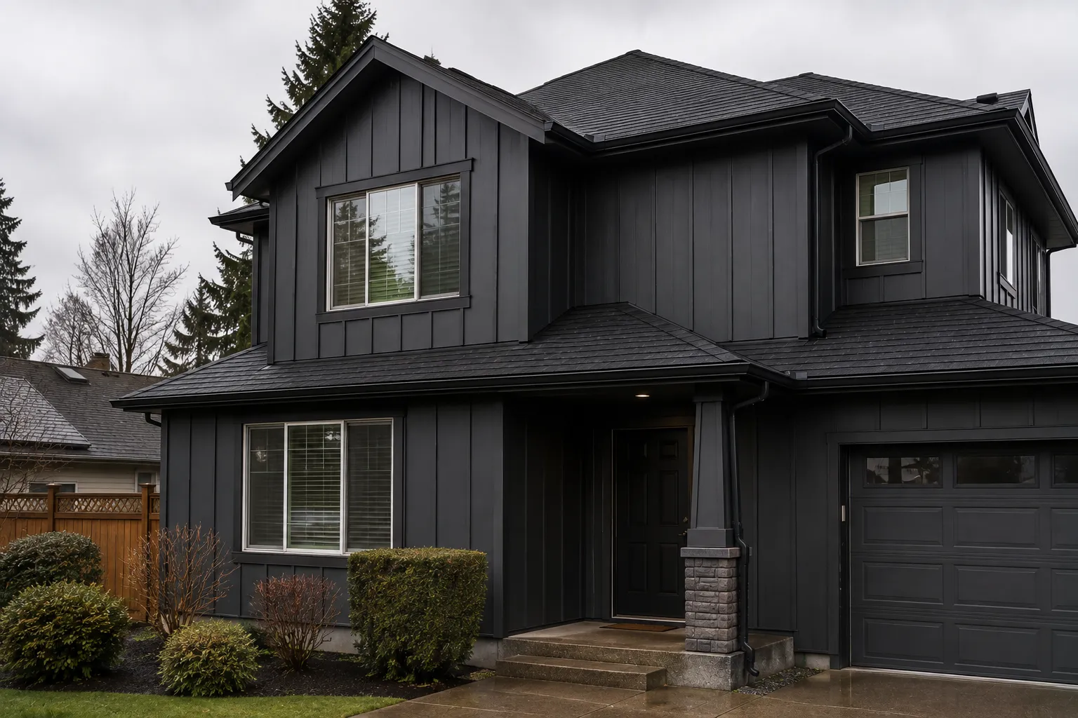 New modern charcoal metal wall cladding installation — Surrey, BC