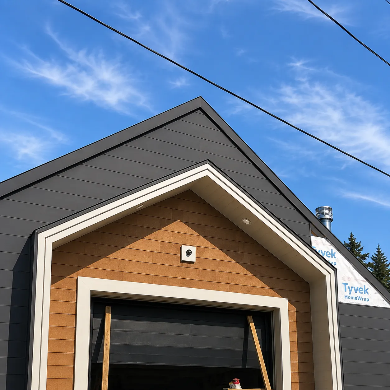 Standing seam metal roof with custom chimney cap flashing