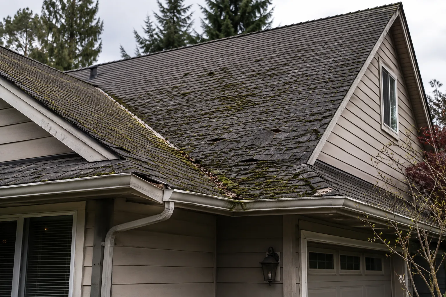 Worn, moss-covered roof before metal roof replacement — Surrey, BC